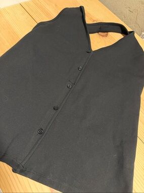 Frankie & Skylarr Button-Front Black Halter Top Small